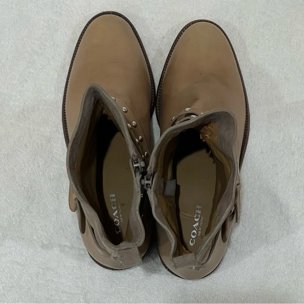 COACH Lilliana Studded Leather Suede Zip Up Ankle Boots Size 6